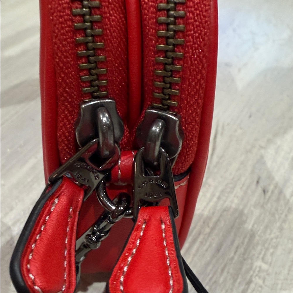 Coach Red Leather Mickey Wristlet/Crossbody - Picture 6 of 10